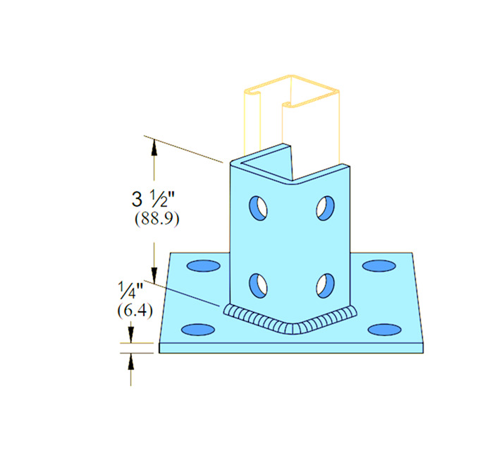Single post base steel component for structural support and fencing applications